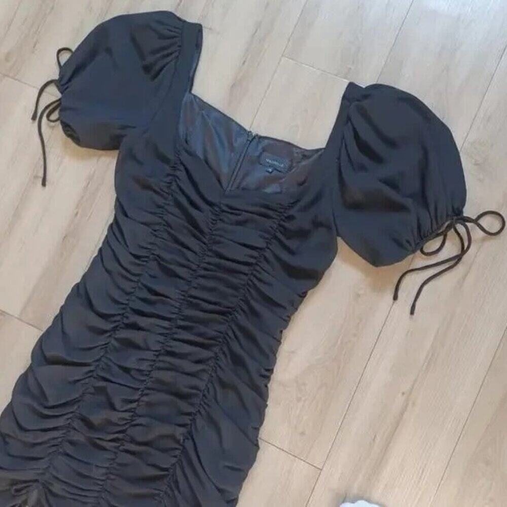 Majorelle Gerald Black Ruched Mini Dress Sorority Pref Round Semi Formal S EUC - Picture 10 of 12
